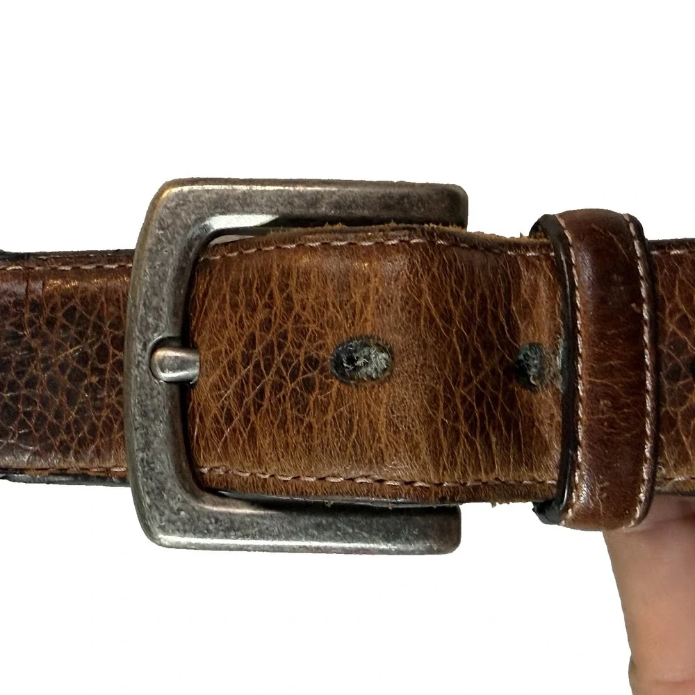 VTG Columbia Belt Mens 36 Beige Leather Cotton Web Military Buckle Gorpcore